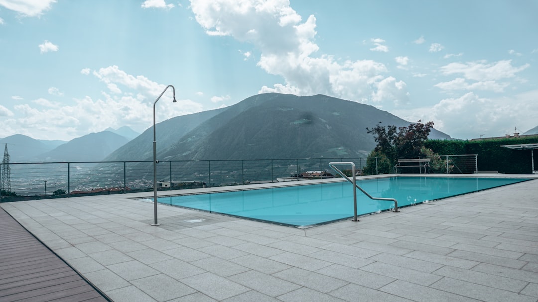Swimming pool with mountain in the background